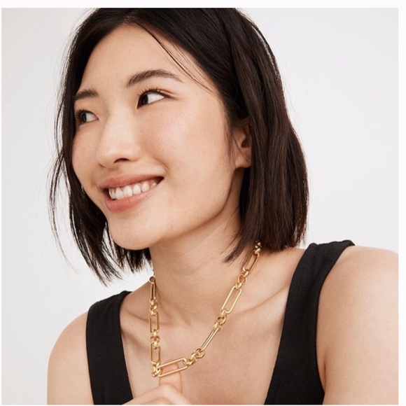 Madewell brass gold chain jumbo paperclip link necklace. - Picture 1 of 11